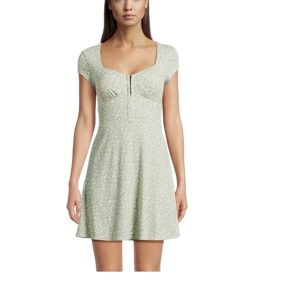 No Boundaries Mint Green Floral Dress Medium EUC Y2K 90s Cottagecore Coquette - Picture 3 of 9